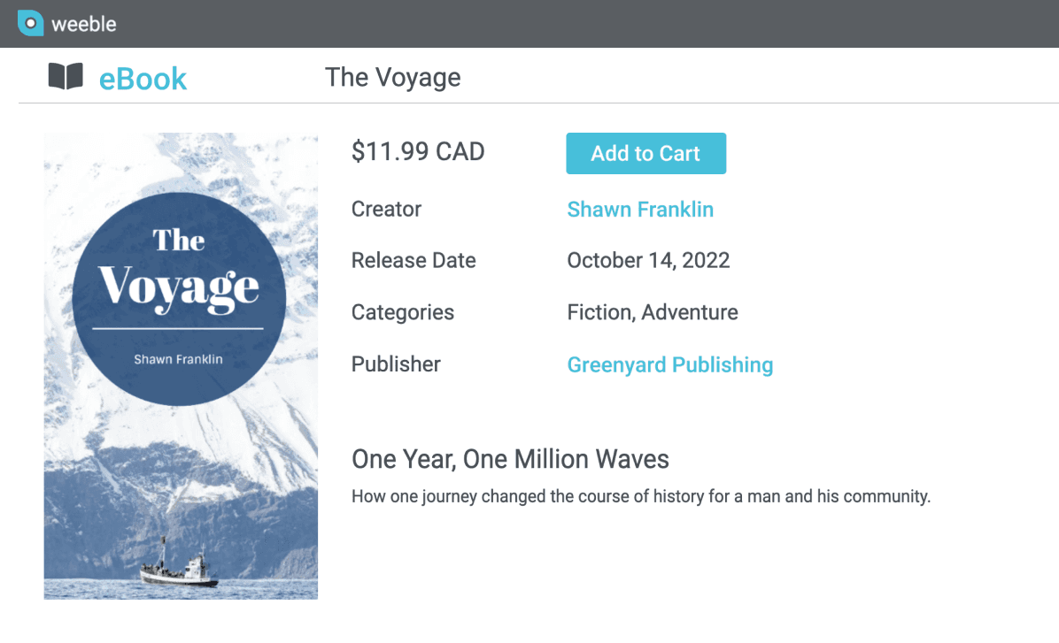 A storefront product page for a digital product, with price and details